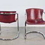 Set Of 2 Vintage Metaform Tuigleer Leren Buisframe Stoel ‘70 thumbnail 4