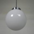 Art Deco Hanglamp Met Witte Bol, Jaren 30 thumbnail 8