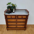 Vintage Frans Dressoir Commode Ladekast Met Marmer Blad 505 thumbnail 4