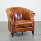 Schapenleren Clubfauteuil Met Een Correcte Afwerking Met Siernagels, In Goede Staat thumbnail 2