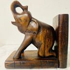 Vintage Houten Olifant Boekensteun thumbnail 3