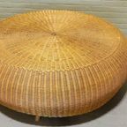 Vintage Boho Grote Riet Rotan Salontafel, Rond, D 120 Cm thumbnail 7