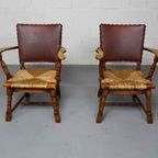 Pair Of Rush And Oak Armchairs By De Ster Gelderland thumbnail 4