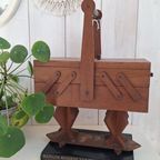 Brocante Vintage Theekastje Met Vitrine, Houten Kastje thumbnail 23