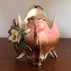 Antieke Prachtige Art Nouveau Majolica Florale Jardinière thumbnail 4