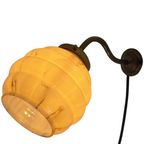 Art Deco - Night Light / Bed Side Lamp - Wall Mounted Lamp With Marbled Glass On Brass Base (Avai thumbnail 2