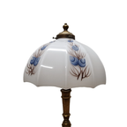 Vintage Messing Lamp Met Witte Opaline Kap thumbnail 2