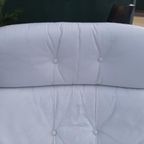 Vintage Design Fauteuil Wit Leer Houten Poot Draaifauteuil thumbnail 14