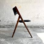 Two Mid Century Wooden Leather Folding Chairs thumbnail 15