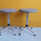 Unieke Vintage Brabantia Kruk Met Nieuwe Stoffering, Krukje thumbnail 2