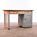 Vintage Bureau Hout | Oud Bureau | Houten Bureau Grijs thumbnail 9