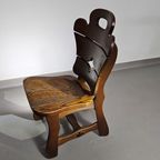 4 X Brutalist Oak Dining Chairs / 60's thumbnail 17