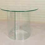 Vintage Ronde Glazen Bijzettafel, Postmodern thumbnail 8