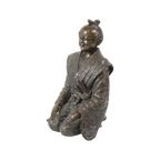 Bronzen Beeld Japanse Krijger Knielende Samoerai 20Ste Eeuw thumbnail 7