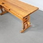 Scandinavian Modern Solid Pinewood Benches And Dining Table, 1970's thumbnail 10