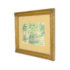 Aquarel José Wolff Kunst Schilderij Houten Barok Stijl Lijst 1924 thumbnail 7