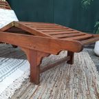 Luxe Loungebed Teak Houten Ligbed Verstelbaar Wiel Dienblad thumbnail 12