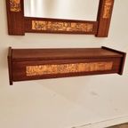 Mid-Century Teak And Copper Hallway Set With Mirror And Shelve, 1960S, Set Of 2 thumbnail 7