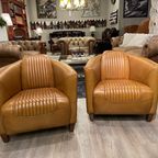 2 X Stoere Industriële Tubchairs / Fauteuils Aviator In Hand Gepatineerd Camel Ru thumbnail 7