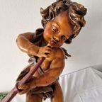 Beautiful Vintage Mid Century Angel Wall Sculpture Polychrome French thumbnail 9