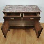 Vintage Antiek Dressoir Commode Ladekast Badkamermeubel Met Marmer Blad 203 thumbnail 7