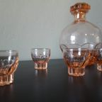Vintage Frans Likeursetje, Karaf 15 Cm Hoog, 4 Shotglaasjes 4cm Hoog thumbnail 3