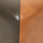 Vierkante Poef Skai Kunstleder Bruin Camel Patchwork 41cm thumbnail 10