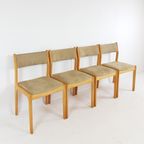 4X Vintage Danish Dining Chairs Stoelen Findahl Beige Eiken thumbnail 4