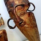 Set Antiek West Afrika Etnische Altaar Maskers thumbnail 15