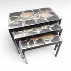 Mid Century Design Marmer Mozaïek Mimiset, Metalen Onderstel thumbnail 2