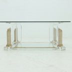 Two Tier Regency Lucite & Glass Pedestal Coffee Table 1980S thumbnail 4