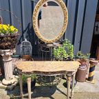 Antieke Console, Sidetable, Wandtafel Met Bijbehorende Spieg thumbnail 5