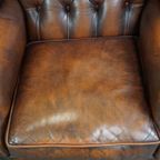 Tijdloze Cognac Kleurige Engelse Rundleren Chesterfield Oorfauteuil In Goede Staat thumbnail 7