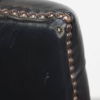 Tijdloze Zeer Donkerblauwe/ Zwarte Rundleren Chesterfield Bureaustoel Op Wieltjes thumbnail 16