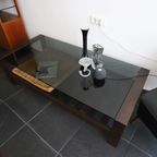 Vintage Wengé Hout En Rookglas Salontafel Pastoe, Nederland Jaren '60 thumbnail 3