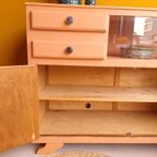 Vintage Brocante Dressoir, Kast Met Vitrine Gedeelte, Kastje thumbnail 7