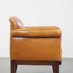 Luxe, Gerestaureerde Antieke Art Deco Schapenleren Fauteuil Met Een Correct Zitcomfort thumbnail 4