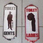 Toilet "Gents - Ladies" Metalen Platen. thumbnail 2