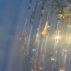 3 Stuks Beschikbaar Vintage Murano Roze Teardrop Kroonluchter Hanglampen thumbnail 3