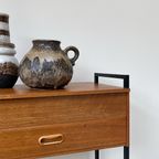 Vintage Houten Kastje Op Wielen Met Lade En Klep thumbnail 7