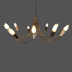 Vintage 50’S Mcm Ceiling Light - In The Style Of Stilnovo - Xl Chandelier - Restored / Polished - thumbnail 2