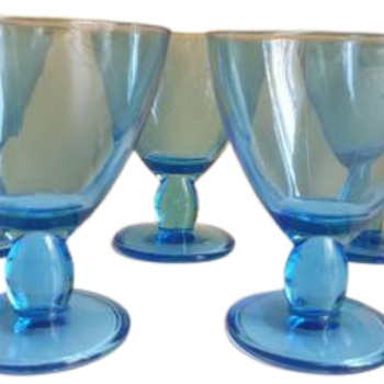 Blauwe Glazen Design Ijscoupes Op Mooie Voet 6 St