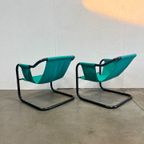 Tweetal Vintage Deense Fauteuils, Xcol, Zwart Staal Met Groene Stof, 1980’s thumbnail 18