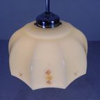 Art Deco Hanglamp Met Glazen Tienhoekige Kap, Jaren 30 thumbnail 7