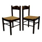 Set Van 4 Donkerbruine Houten Stoelen Jaren 70 Minimalist thumbnail 8