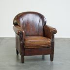 Karaktervolle Fauteuil Gemaakt Van Schapenleer Met Een Geweldig Patina En Goed Zitcomfort thumbnail 2