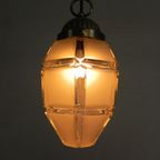 Art Deco Hanglamp Met 6 Hoekige Kap Aan Ketting, Jaren 30 thumbnail 7