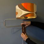 Space Age Swing-Arm Wandlamp Met Oranje Bloem Schaduw thumbnail 8