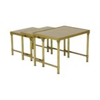 Design Set Van 3 Nesttafels Messing Koper Glas Goud Stijl Maison Jansen thumbnail 8