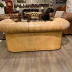 Stoere Oude Antieke / Vintage Chesterfield 2 Zits Bank Cognac Camel thumbnail 10